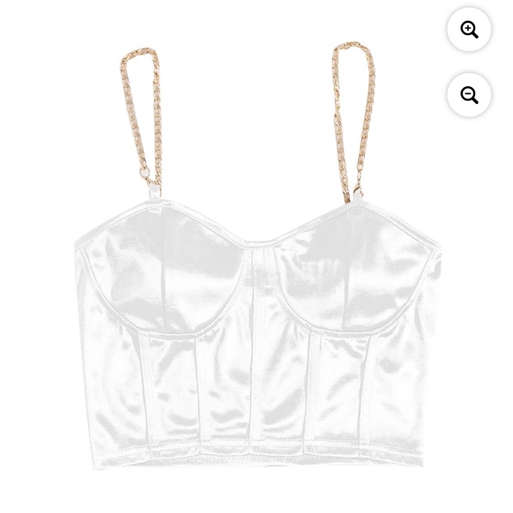 NWOT White Chain-Strap Bustier Top - Picture 2 of 5
